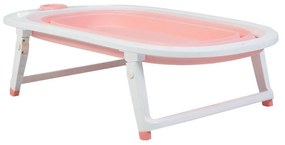 Cadita pliabila cu stender pentru bebelusi si copii NOVOKIDS™ Folding Bath Tub, baita bebe, ergonomica, 81x45x22 cm, supapa scurgere, Roz