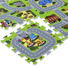 Covor de joacă sub formă de puzzle din 9 piese - strada