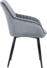 Set de 2 scaune elegante, cu brate si tapiterie din catifea, Turin gri argintiu A-38787 VC