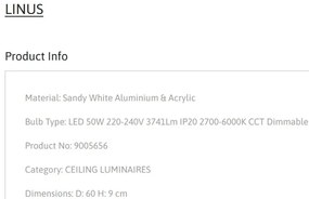 Plafoniera LED dimabila cu telecomanda LINUS D-60cm