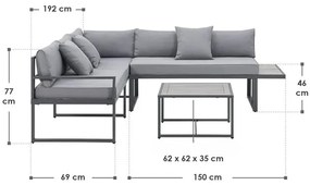 Juskys Set de grădină din metal St. Tropez - antracit/perne gri