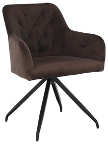 Scaun pivotant, ţesătură de catifea maro/ negru, VELEZA