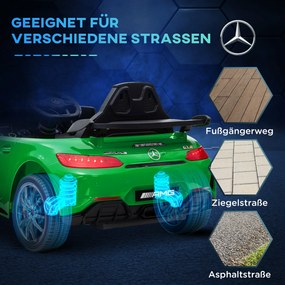 AIYAPLAY Mașină Electrică pentru Copii, Mercedes, 3-5 km/h, Telecomandă, Lumină & Muzică, Verde | Aosom Romania