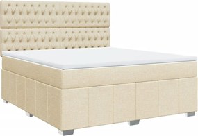 vidaXL Pat continental cu saltea, crem, 180x200 cm, textil