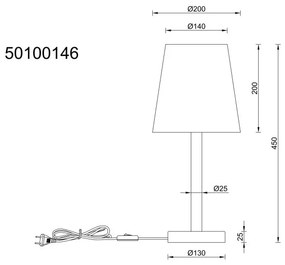 Veioza de masa metal aspect lemn abajur textil alb JORIS