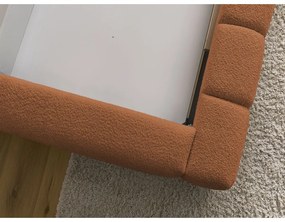 Pat matrimonial portocaliu tapițat cu spațiu de depozitare cu somieră 180x200 cm Denali – Bobochic Paris