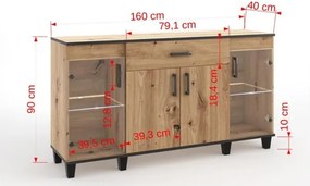 Comodă POLA 03 – 160x40x90 cm – Stejar Artisan