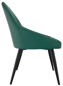 Scaun de masă, piele ecologică verde/metal, KALINA