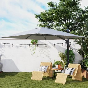 Outsunny Umbrelă Suspendată 3.6x3 m Rotativă și Inclinabilă Gri Deschis | Aosom Romania