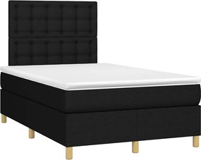 vidaXL Pat box spring cu saltea, negru, 120x190 cm, catifea