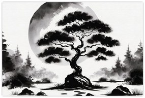 Tablou – Bonsai alb-negru (90x60 cm)