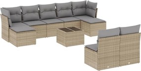 vidaXL Set canapele de grădină cu perne, 10 piese, bej, poliratan