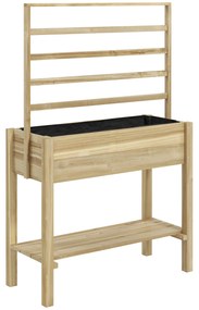 Outsunny Jardiniere pe picioare, carré potager de grădină pe picioare cu grilaj și raft, din lemn, 88 x 37 x 137 cm lemn natural | Aosom Romania