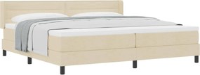 vidaXL Pat cu arcuri cu saltea cu headboard Crem 200 x 200 cm țesătură