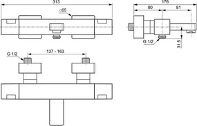 Baterie cada - dus Ideal Standard Ceratherm C100 termostatata crom lucios
