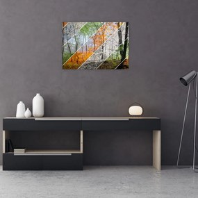 Tablou pe sticlă - Schimbarea anotimpurilor (70x50 cm)