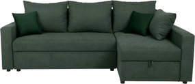 Coltar extensibil PREZEMEK IV, universal, stofa clasica verde, cu lada