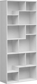 Biblioteca TETRIX, alb lucios, PAL melaminat, 88x34x198 cm