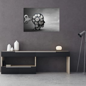 Tablou artistic cu cu cap și ceas (90x60 cm)