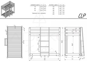 Pat supraetajat din lemn de pin 70x160 cm CLP - Adeko