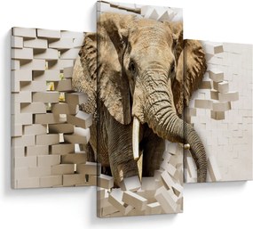 Tablou - Elefant spârgând peretele (90x60 cm)