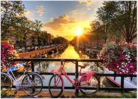 Tablou - Răsărit de soare la Amsterdam (70x50 cm)