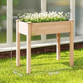 Outsunny Jardinieră ridicată din lemn, Pat de grădină pe picioare ridicat, Orificii de drenaj, Material nețesut, 86x46x76 lemn natural | Aosom Romania