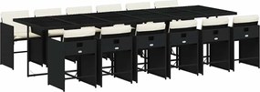 vidaXL Set mobilier de grădină cu perne, 13 piese, negru, poliratan