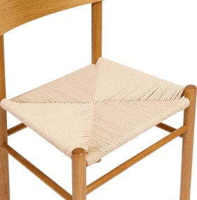 MAZZONI EXPORT LIAM Șnur Kraft/cadru Stejar Natural - SCAUN DIN LEMN ÎMPLETIT PENTRU LIVING SUFRAGERIE BUCĂTĂRIE MODERN CLASSIC BOHO