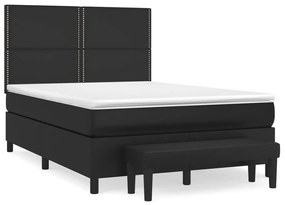 3137599 vidaXL Pat box spring cu saltea, negru, 140x190 cm, piele ecologică