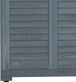 Outsunny Dulap de grădină pentru unelte din lemn, 2 rafturi, acoperiș bituminos, uși cu obloane, 87 x 47 x 160 cm, gri | Aosom Romania