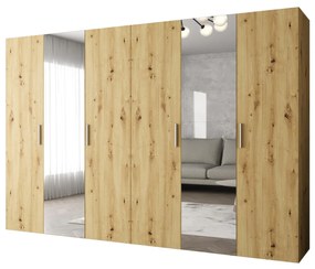 Dulap de haine 300 cm Borry 2 (Stejar artisan + Argintiu). 1125845