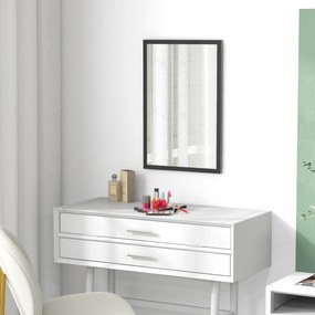 HOMCOM Oglindă Dreptunghiulară de Perete cu Cârlige, Sticlă și MDF, 60x80 cm, Negru | Aosom Romania