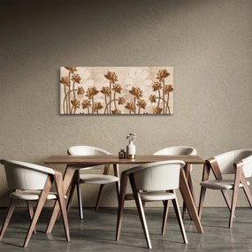 Tablou cu abstracția florilor - maro (120x50 cm)