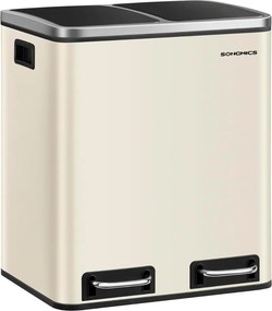 Coș pentru separarea deșeurilor SORT 30l (2×15l), bej SongmicsHome