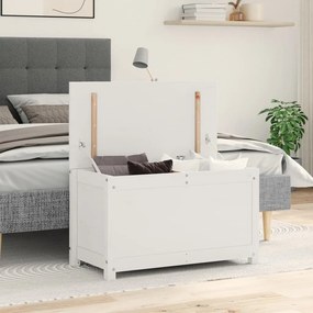 vidaXL Cutie de depozitare, alb, 80x40x45,5 cm, lemn masiv de pin