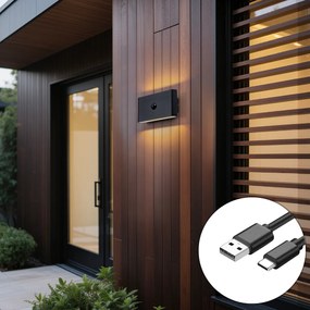 Lampă de perete neagră cu senzor de lux magnetic, cu LED reîncărcabil - Batt