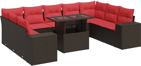 vidaXL Set canapele de grădină cu perne, 10 piese, maro, poliratan