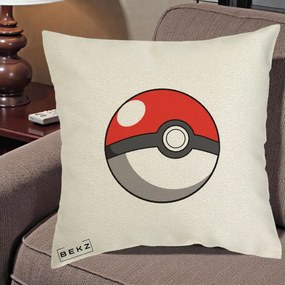 Perna Personalizata Pokeball Rosie, 40x40 cm, Ecru, Husa Detasabila, Perna Inclusa, BEKZ®