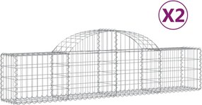 vidaXL Coșuri gabion arcuite 2 buc, 200x30x40/60 cm, fier galvanizat