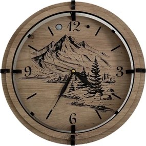 Li-Go 23697/DUB/BAT2 - Ceas LED reglabil cu senzor, LED/1xAA, diametru 32 cm, stejar