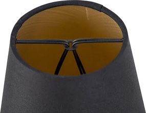 Abajur din bumbac cu clip negru 12 cm rotund cu interior auriu