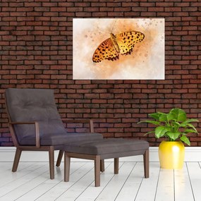 Tablou - Fluture portocaliu, aquarelă (90x60 cm)