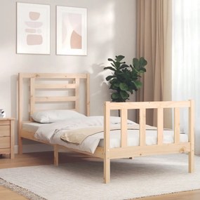 3192841 vidaXL Cadru de pat cu tăblie single mic, lemn masiv