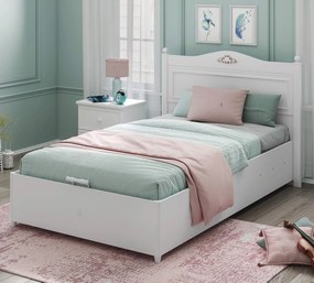 Pat 120x200 cm cu spatiu depozitare pentru copii Colectia Rustic White