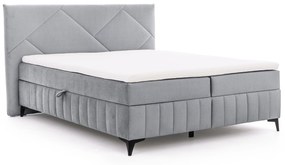 Pat boxspring Wasil 160x200 cu spațiu de depozitare - catifea cenușie hidrofobă Element 24