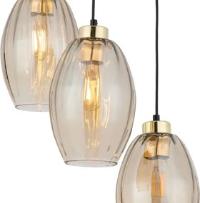 Lustră LED pe cablu SEBO 3xE27/15W/230V negru/bej fumuriu