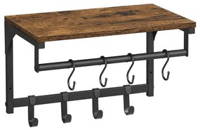 Cuier de perete NATE cu poliță, maro/negru