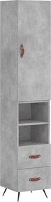 vidaXL Dulap înalt, gri beton, 34,5x34x180 cm, lemn prelucrat