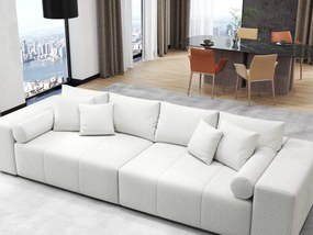 Canapea extensibilă dumonde cu ladă de depozitare si sezut confortabil din spuma high-density, Marbela Euphoria Ivory XXL 295x100 cm